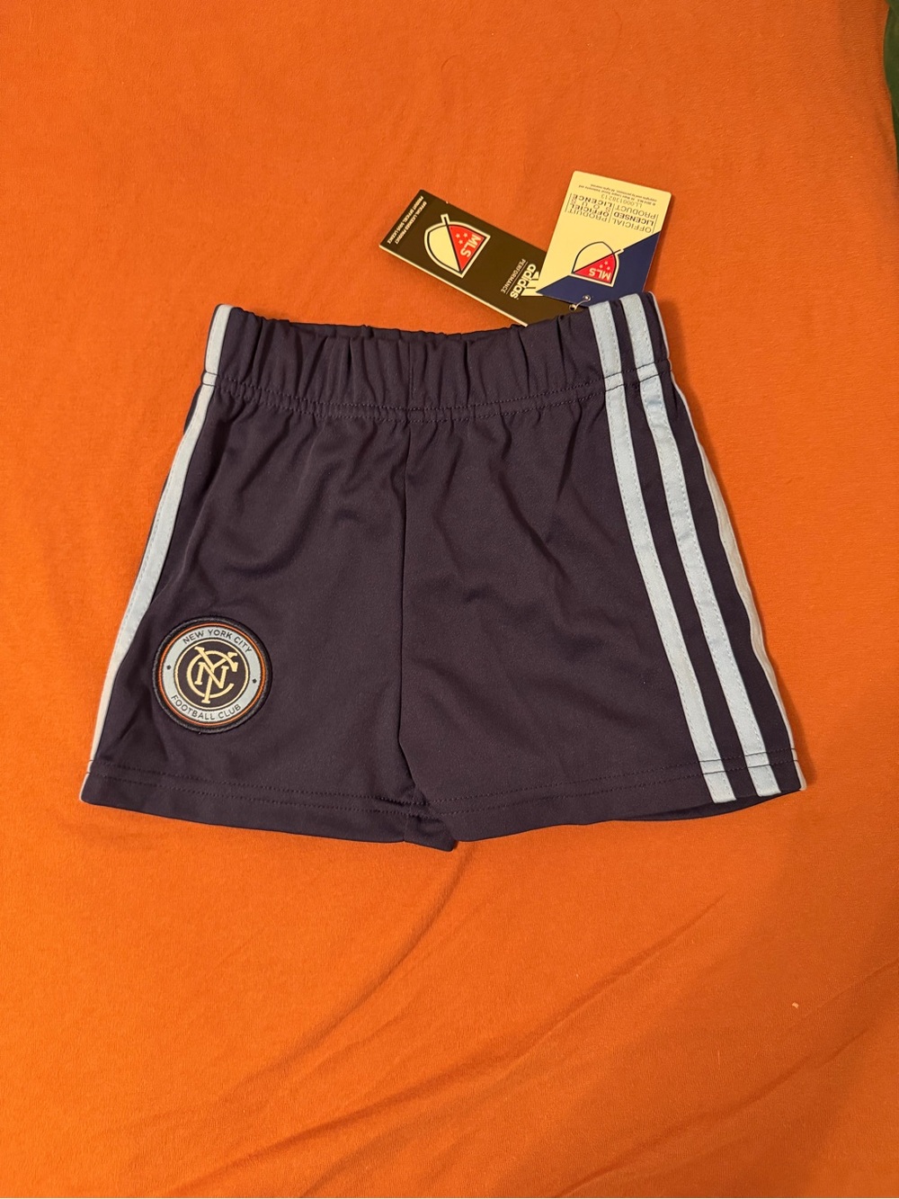 adidas Navy Shorts with Light Blue Side Stripes